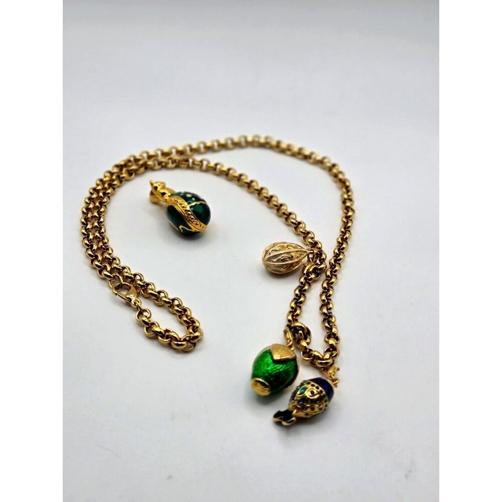 Edgar Berebi Lot of Cat, eggs, fish and other beautiful charms necklace